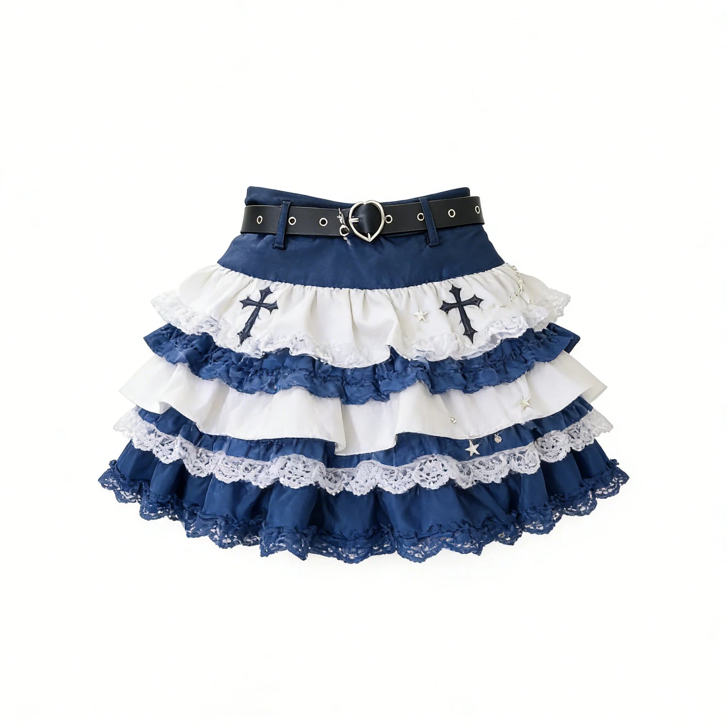 Navy Cross Layered Skirt