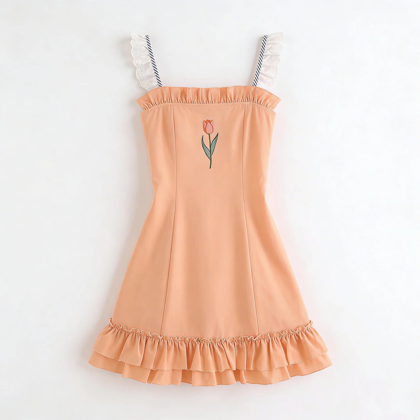 Peach Tulip Embroidered Dress