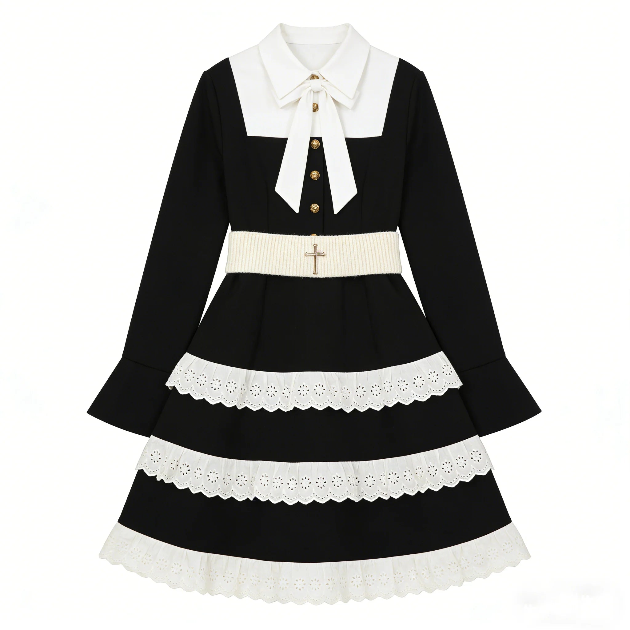 Black Nun Ruffle Dress
