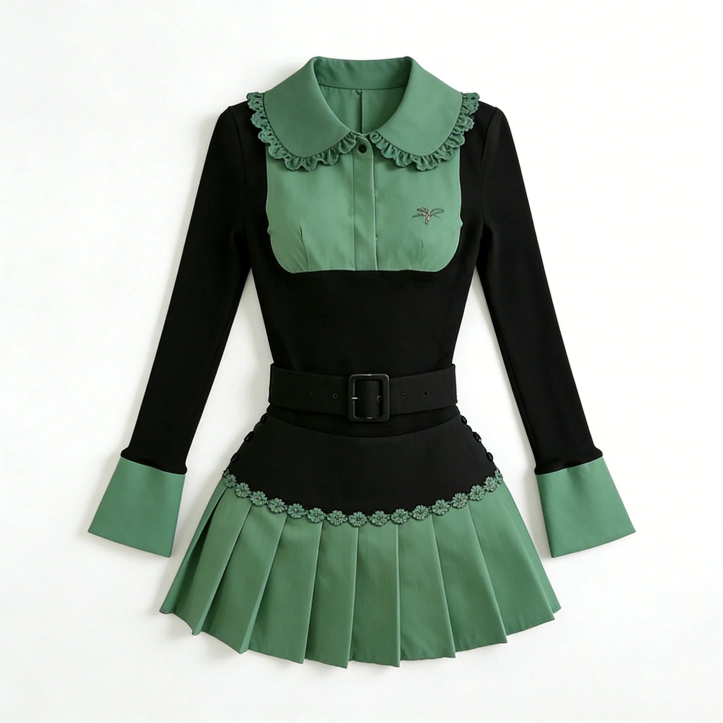 Green Floral Maid Dress